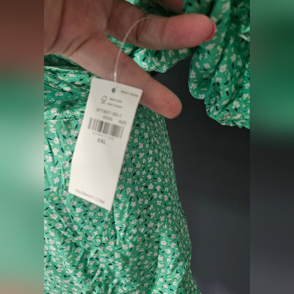 NWT Old Navy floral print ruffle wrap self tie top size XXL - Picture 3 of 8